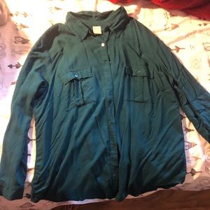 Flowy button up dark teal shirt